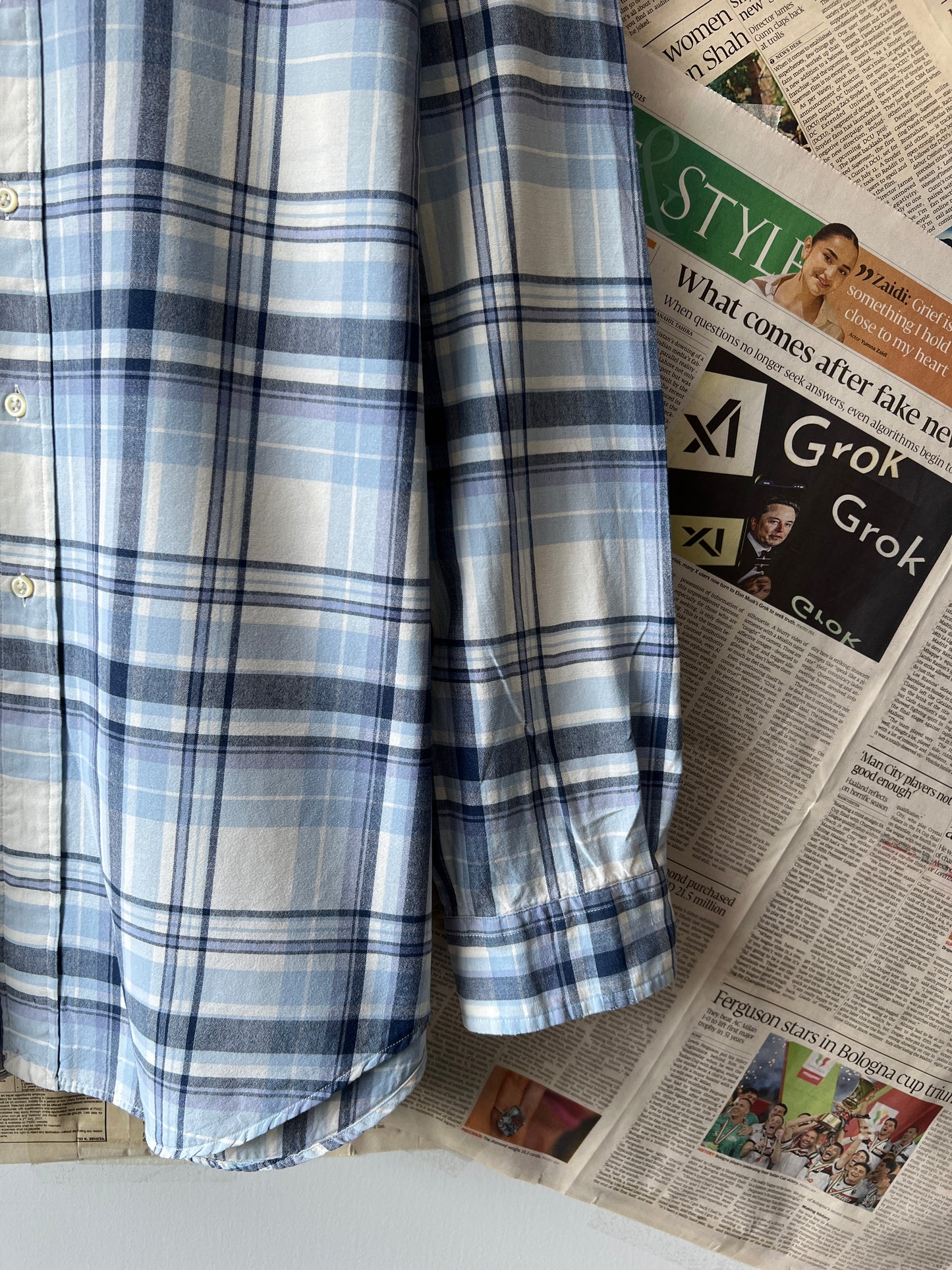 Ralph Lauren® Blue Plaid | Chest: 28.5 | XXL | Shirt | Cotton