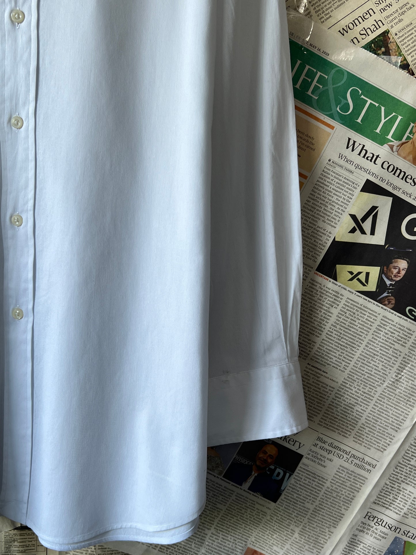 Ralph Lauren® XL | Chest 26 | White Textured | Shirt | Cotton