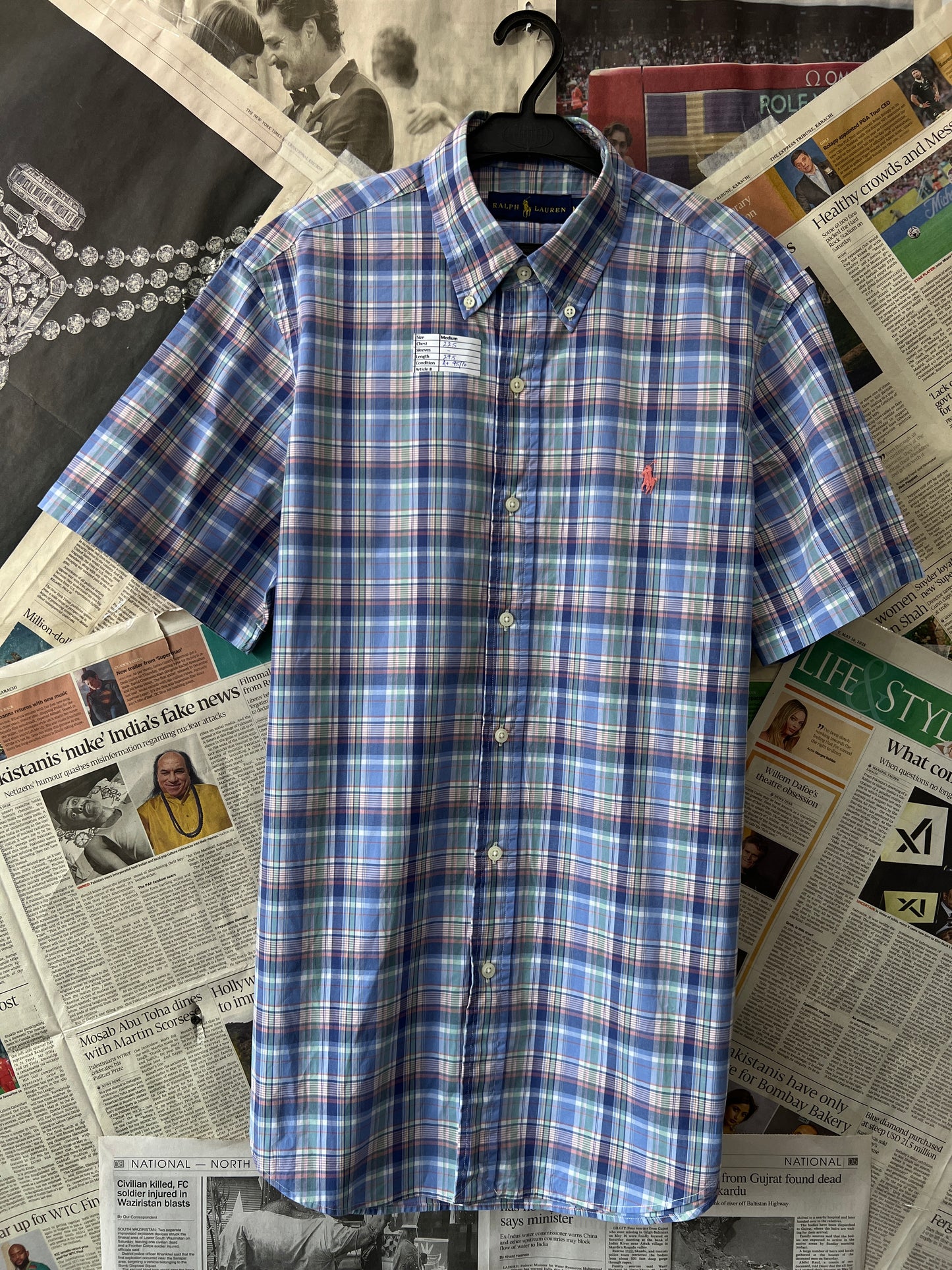 Ralph Lauren® Blue Check | Chest 22.5 | Medium | Shirt | Cotton