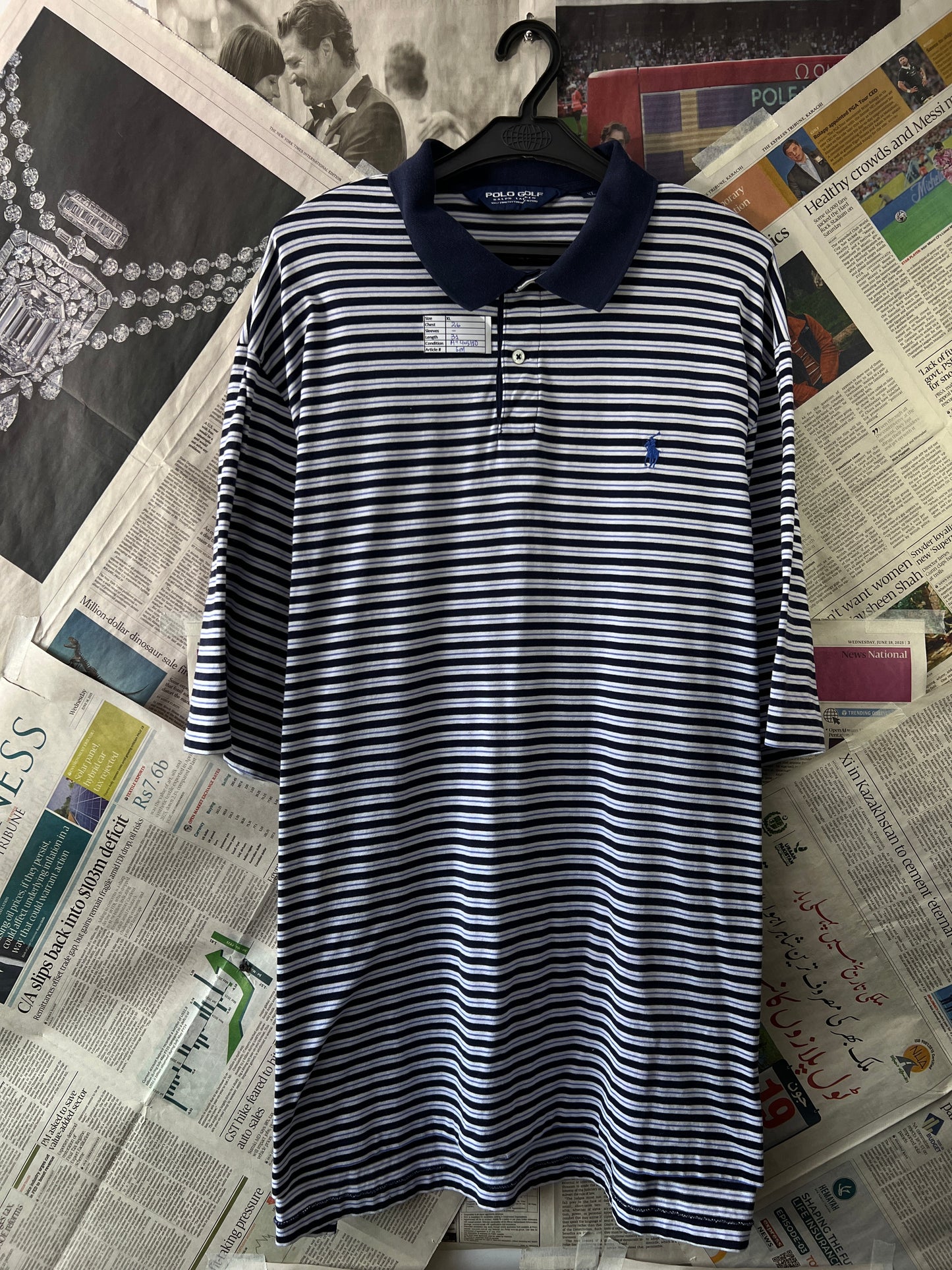 Ralph Lauren® Blue Striped | Chest 26 | XL | Polo | Pima Cotton