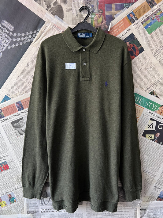 Ralph Lauren® Medium | Chest 22 | Moss Green | Full-Sleeves Polo | Cotton | 725