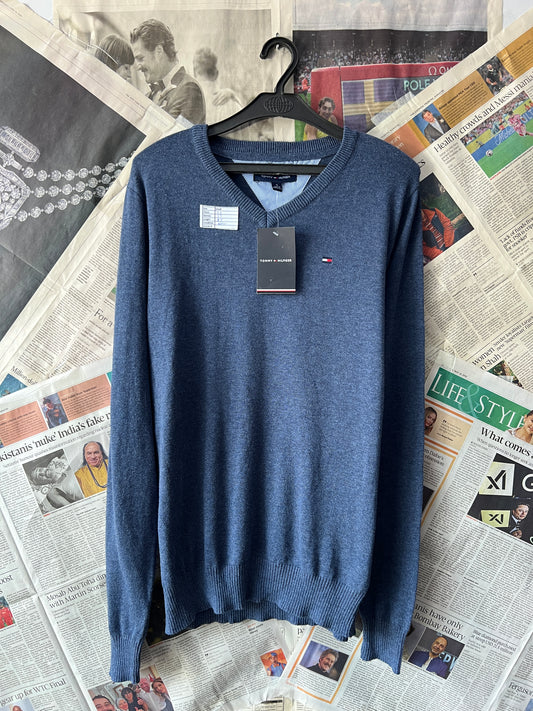 Tommy Hilfiger® Blue | Chest 20 | Small | V-Neck Sweater | Cotton