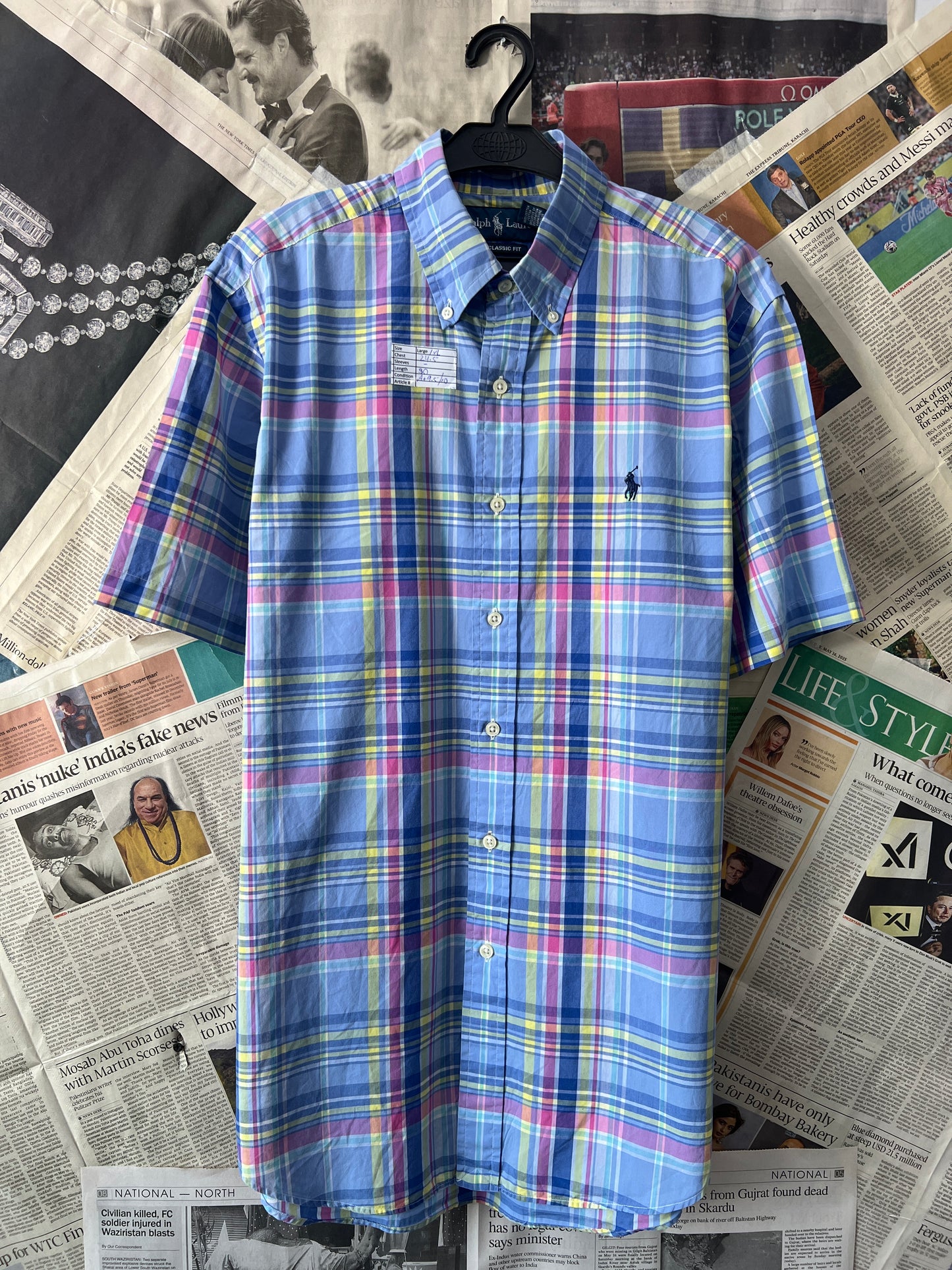 Ralph Lauren® Blue Multi-check | Chest 24.5 | XL/L | Shirt | Cotton