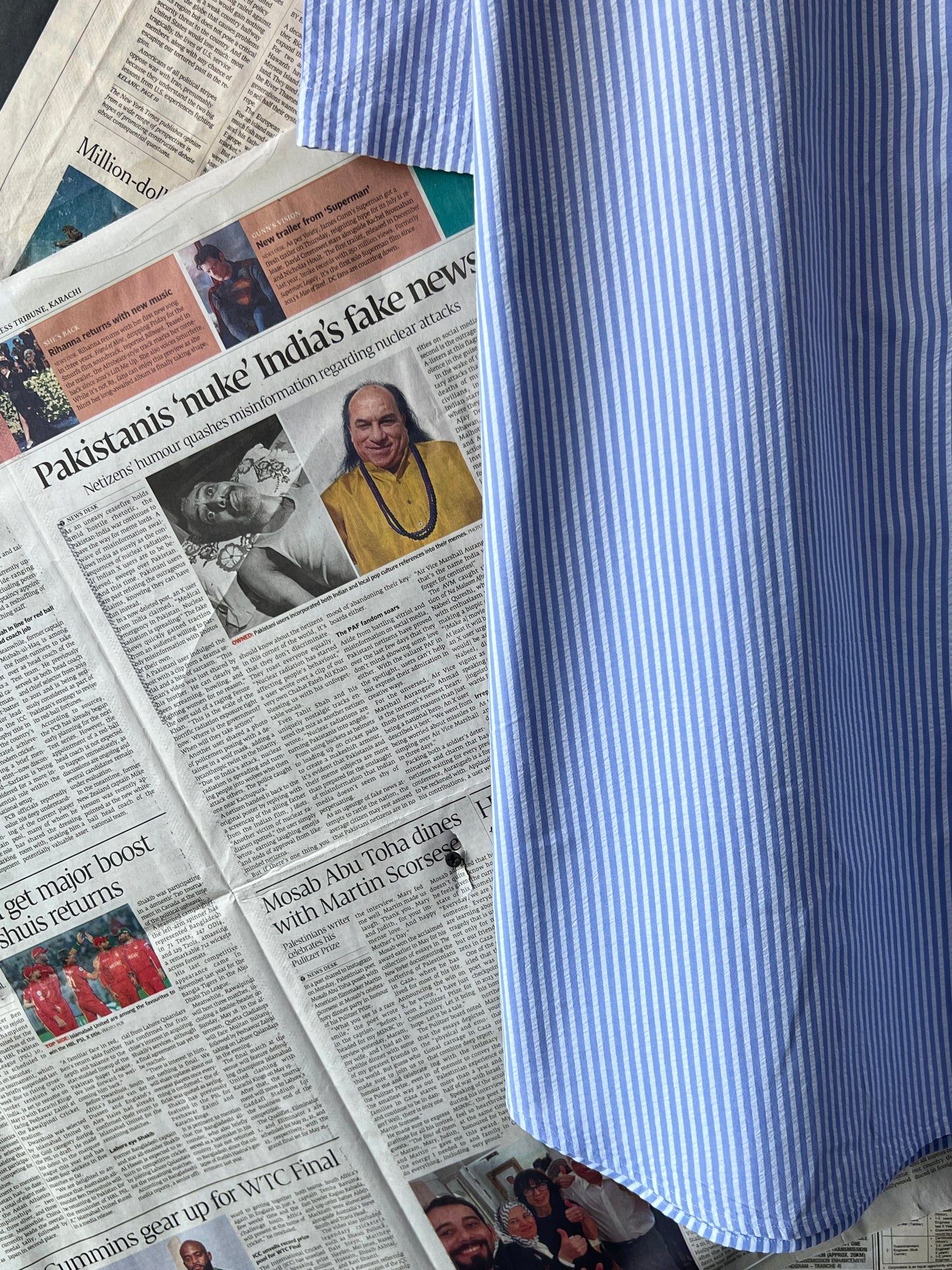 Ralph Lauren® Blue Striped | Chest: 28 | XXL | Shirt | Cotton |Seersucker Fabric