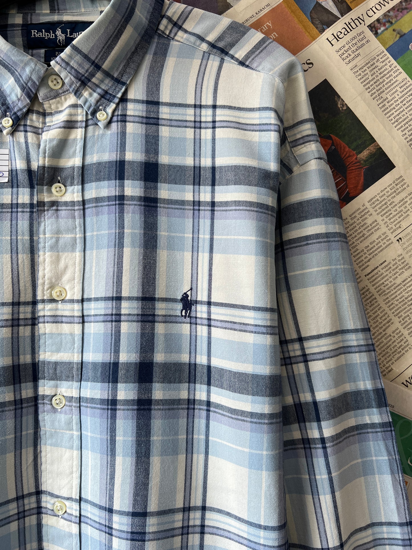 Ralph Lauren® Blue Plaid | Chest: 28.5 | XXL | Shirt | Cotton