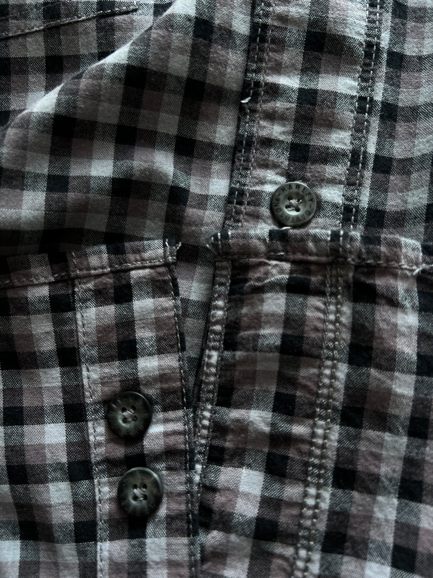 Harley Davidson® Black & Grey check – (Size: Large)