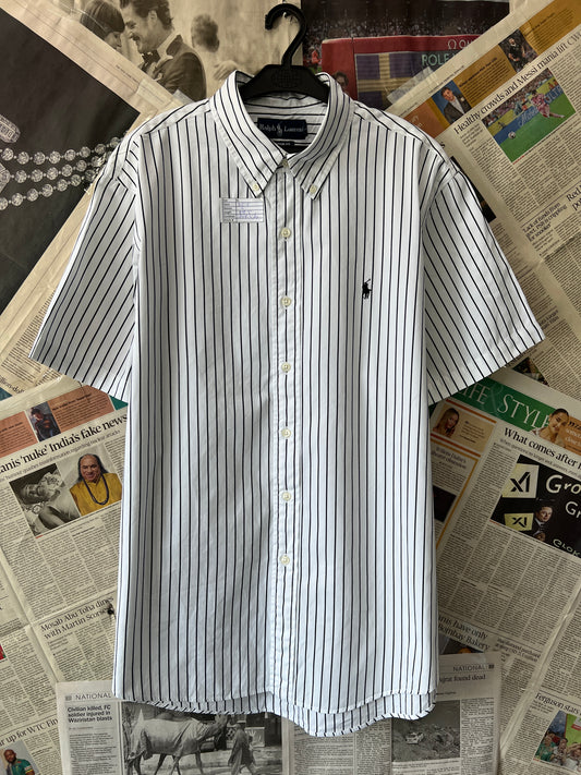 Ralph Lauren® XL | Chest 25.5 | White Striped | Shirt | Cotton