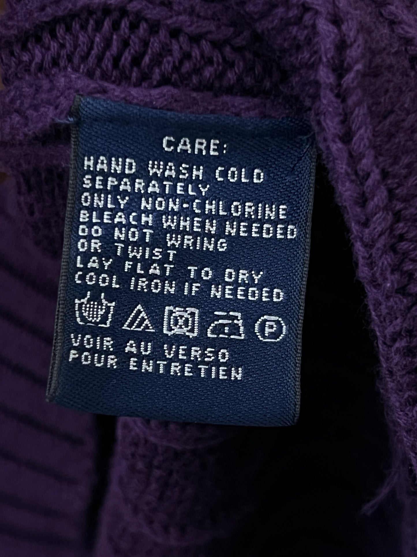 Women-Ralph Lauren® Small | Bust 21" | Wine | Cable Knit Sweater | Cotton | 509