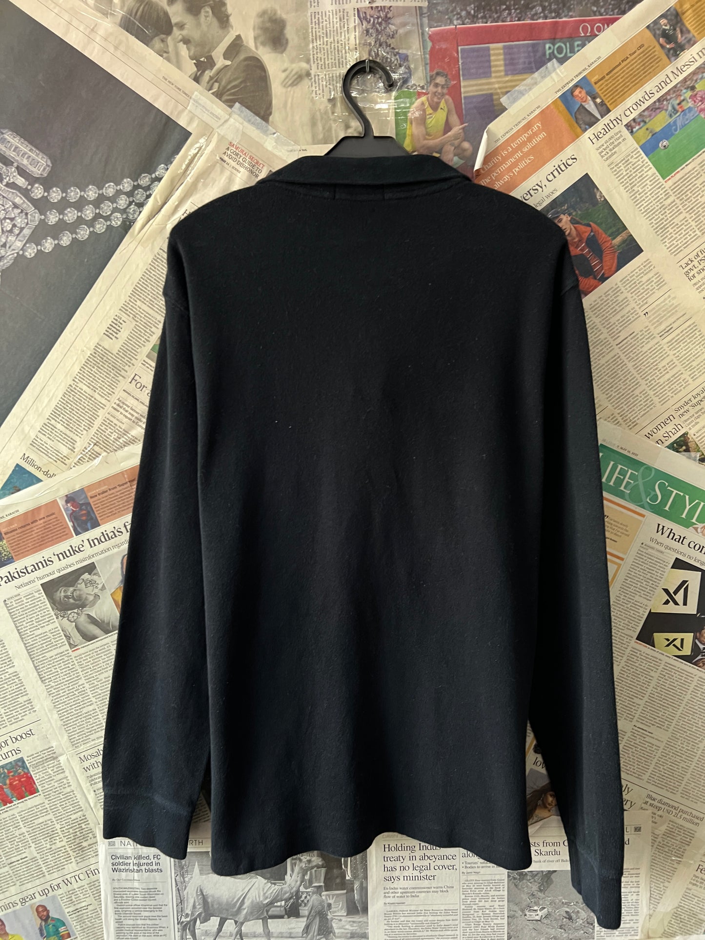 Ralph Lauren® Large | Chest 23 | Black | Quarter Zip Sweater | Cotton | 735