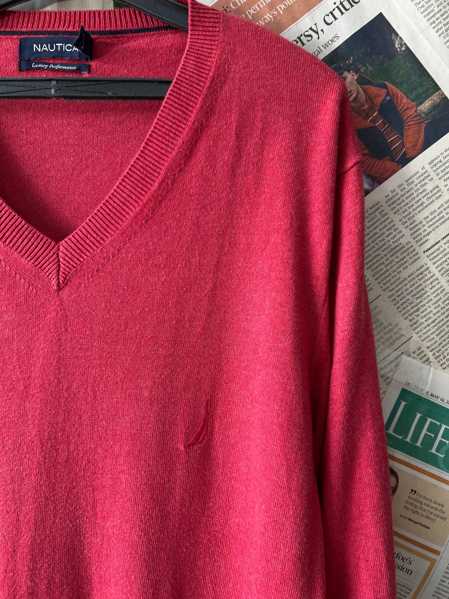 Nautica® Large | Chest 23.5 | Pastel Red | Sweater | Cotton blend | 422