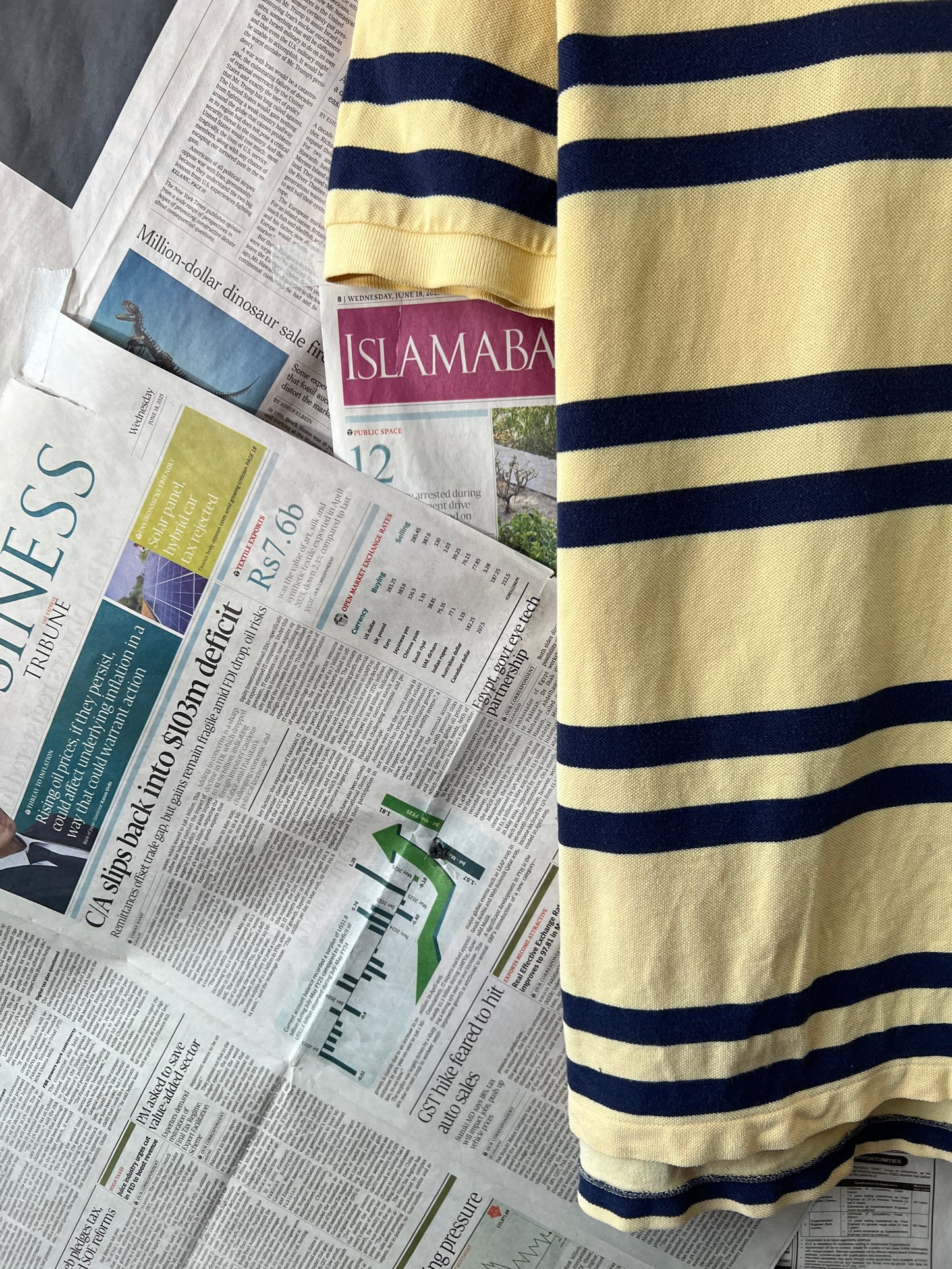 Ralph Lauren® Yellow Striped | Chest 23.5 | Large | Polo | Cotton