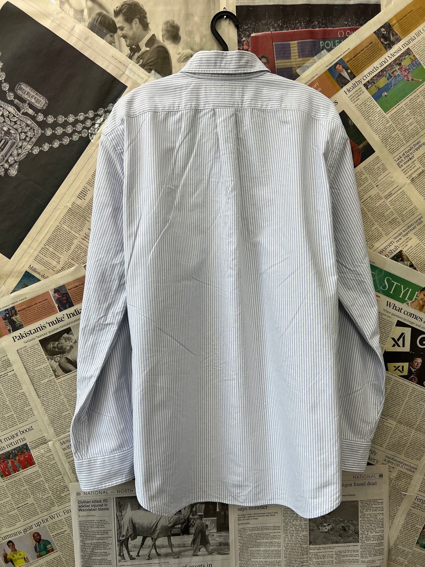 Ralph Lauren® XL | Chest 26 | Grey Striped Oxford | Shirt | Cotton