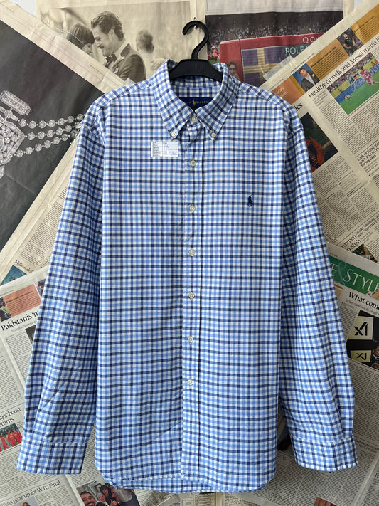 Ralph Lauren® Blue Check Oxford | Chest 24 | Large | Shirt | Cotton