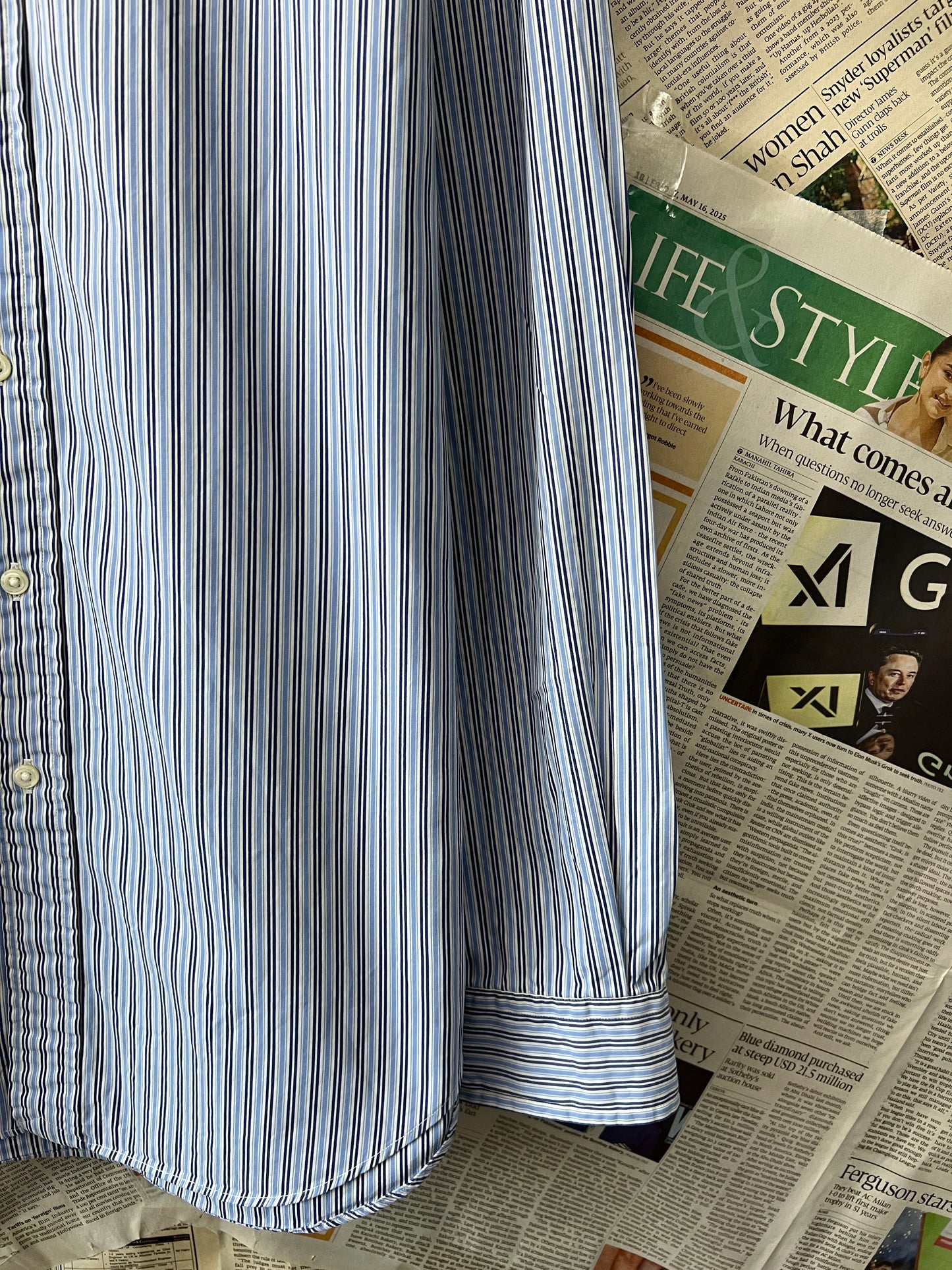 Ralph Lauren® Blue Striped | Chest 23.5 | Large | Shirt | Cotton