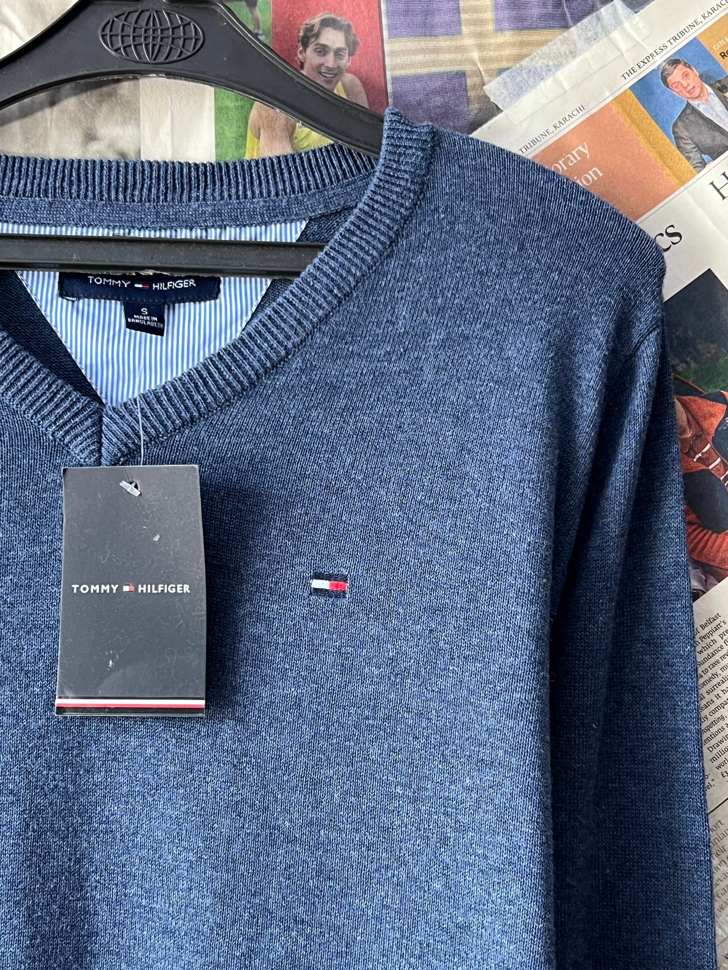 Tommy Hilfiger® Blue | Chest 20 | Small | V-Neck Sweater | Cotton