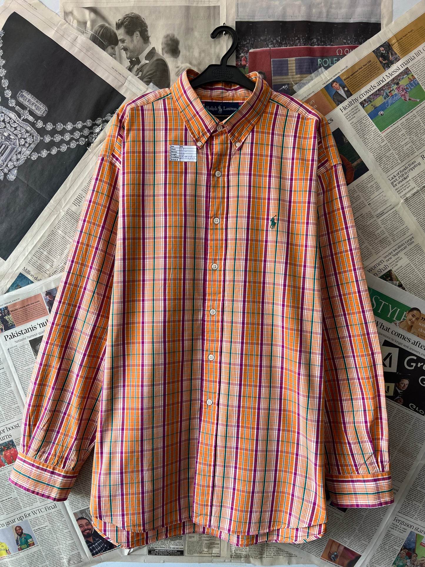 Ralph Lauren® Orange Check | Chest: 29 | XXXL | Shirt | Cotton