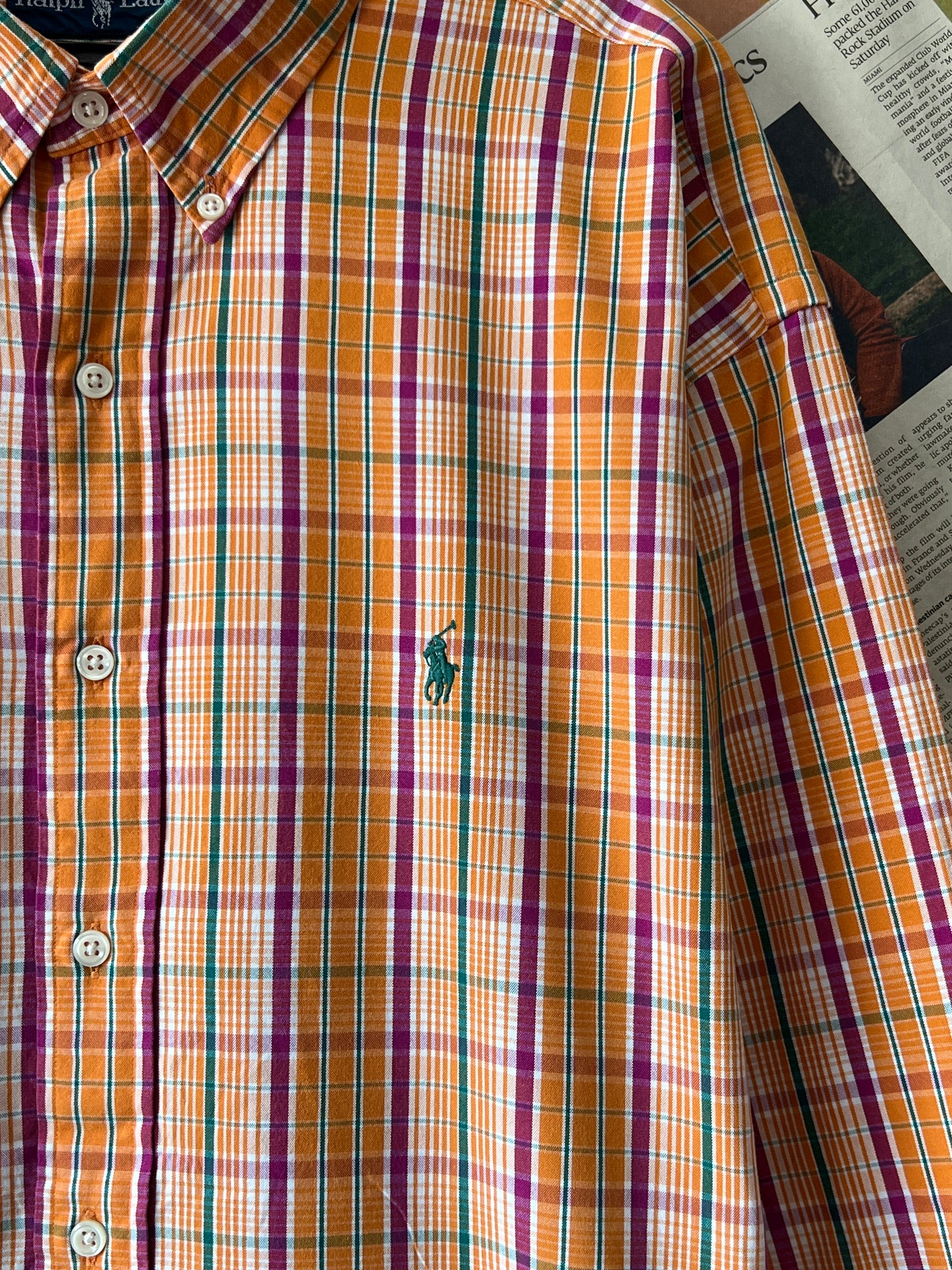 Ralph Lauren® Orange Check | Chest: 29 | XXXL | Shirt | Cotton