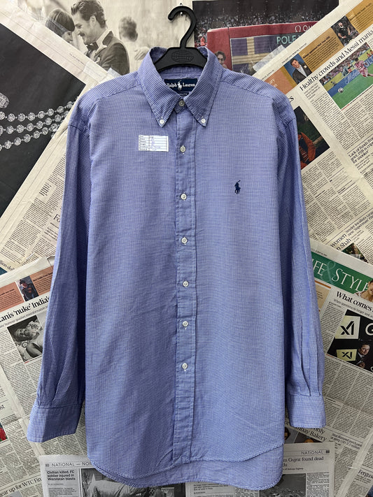 Ralph Lauren® Large | Chest 24 | Blue Pin Check | Shirt | Cotton