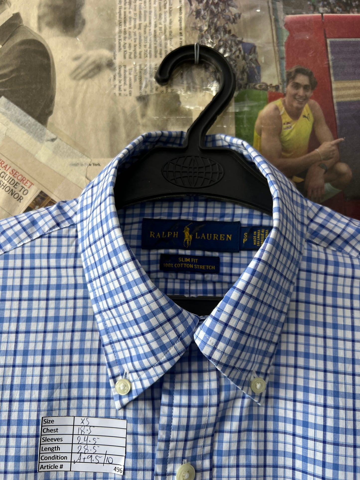 Ralph Lauren® XS | Chest 18.5 | Blue Check | Shirt | Cotton | 496