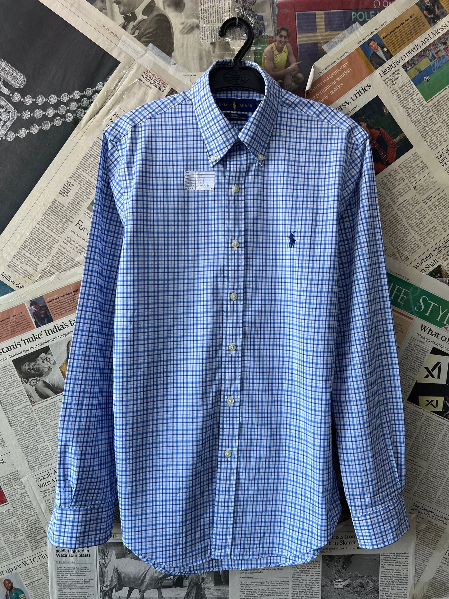 Ralph Lauren® XS | Chest 18.5 | Blue Check | Shirt | Cotton | 496