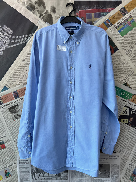 Ralph Lauren® XXL | Chest 28 | Blue Pin Check | Shirt | Cotton