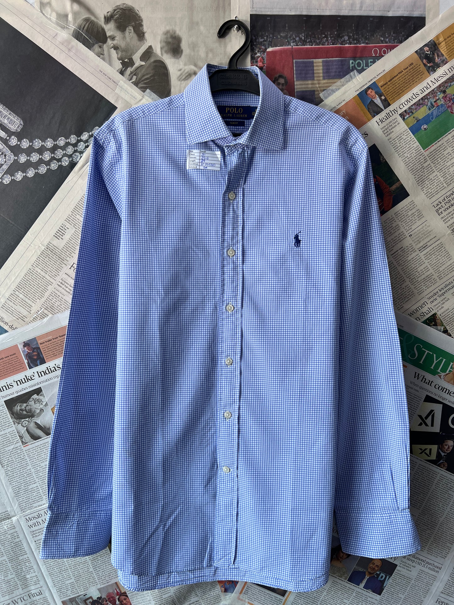 Ralph Lauren® Blue Pin Check – (Chest: 20)