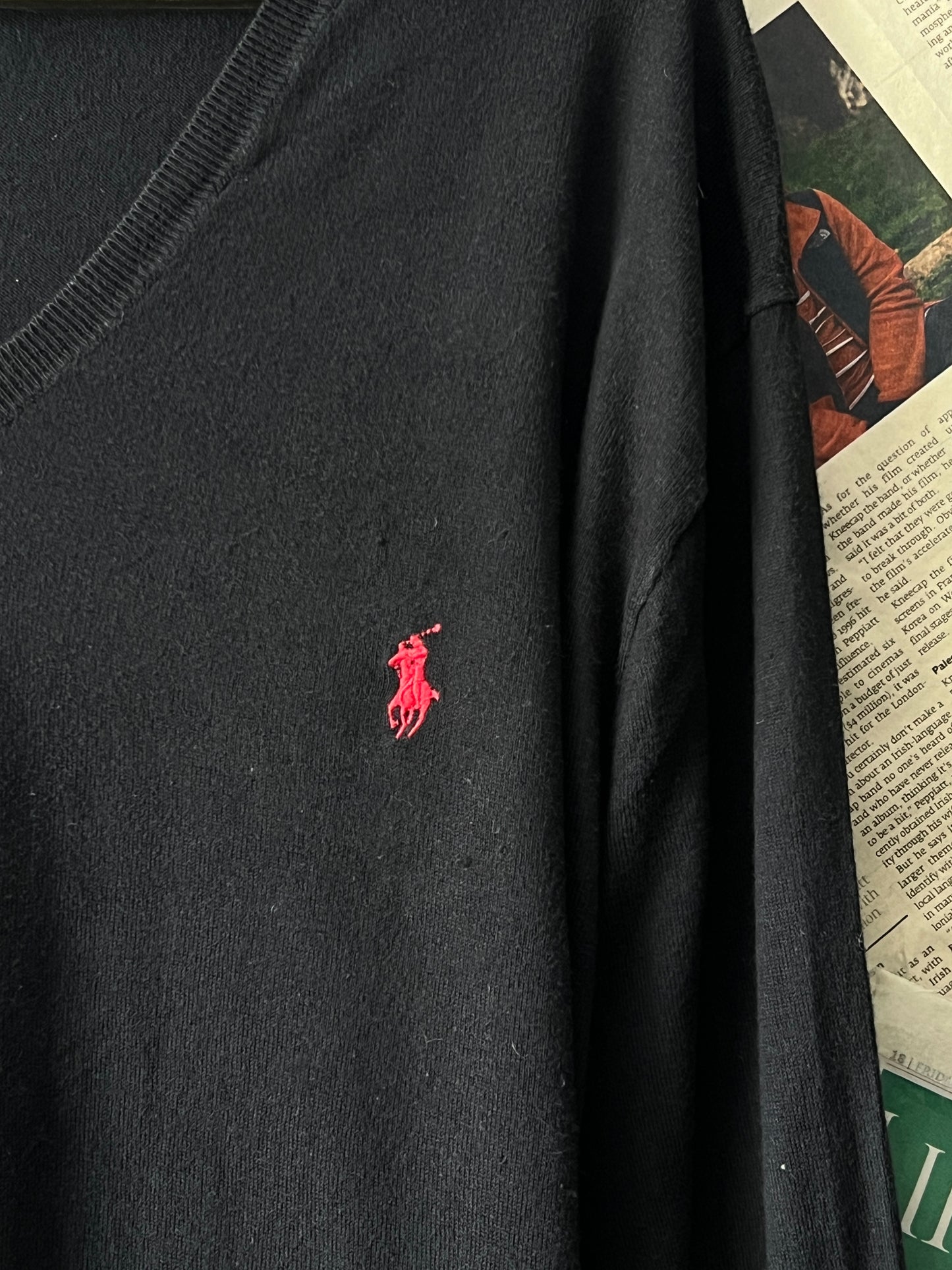 Ralph Lauren® Black | Chest 25.5 | XL | V-Neck Sweater | Pima Cotton