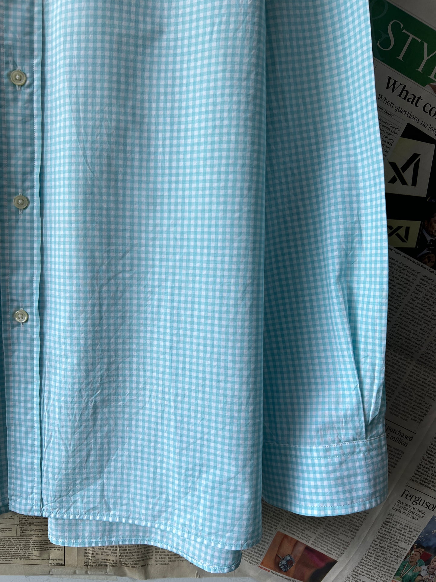 Ralph Lauren® Cyan in Check | Chest 26 | XL | Shirt | Cotton