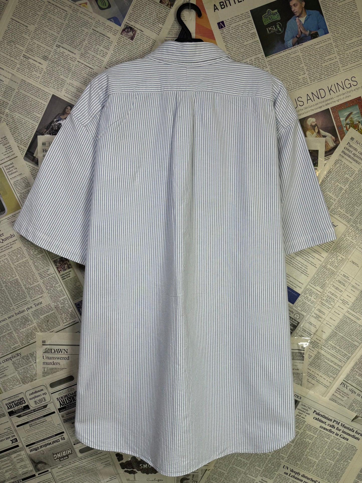 Ralph Lauren® XXXL | Chest 29.5 | Grey & White Stripes | Oxford Shirt | Cotton | 3390