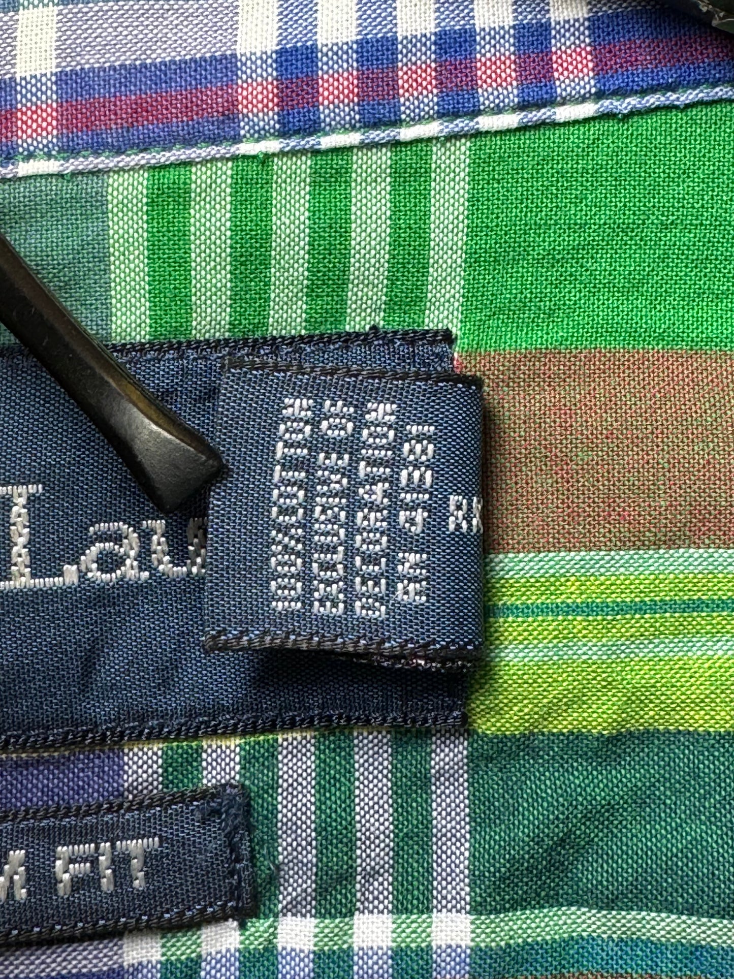 Ralph Lauren® XL | Chest 26.5" | Green & Blue Plaid Check | Shirt | Cotton | 3209