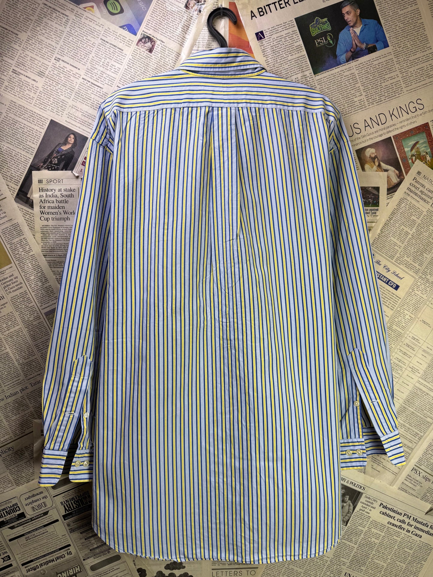 Ralph Lauren® Blue Yellow Striped | Chest: 26.5 | XXL | Shirt | Cotton | 3231