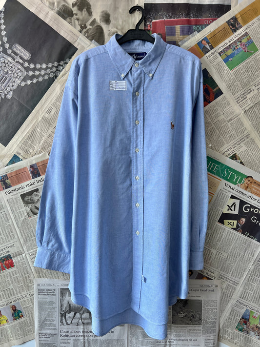 Ralph Lauren® XXL | Chest 28 | Blue Oxford | Shirt | Cotton