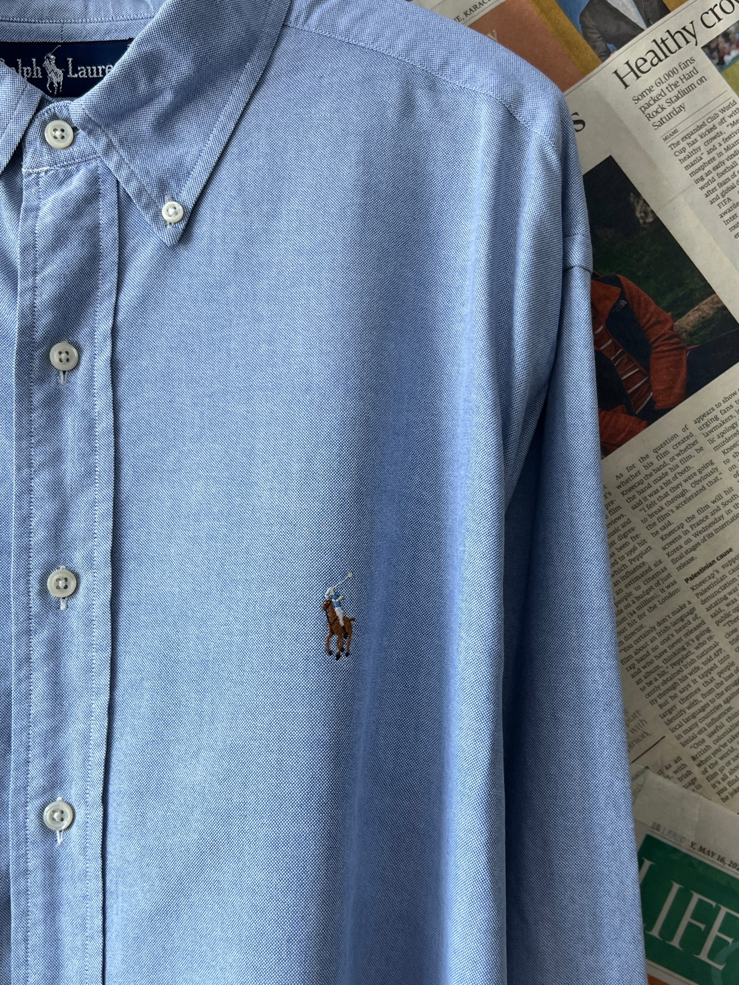 Ralph Lauren® XXL | Chest 28 | Blue Oxford | Shirt | Cotton