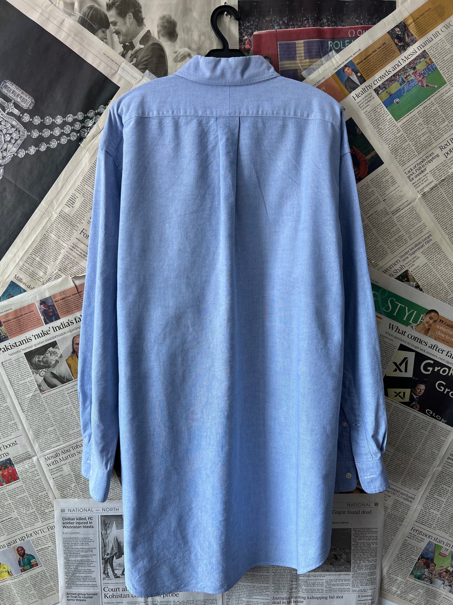 Ralph Lauren® XXL | Chest 28 | Blue Oxford | Shirt | Cotton