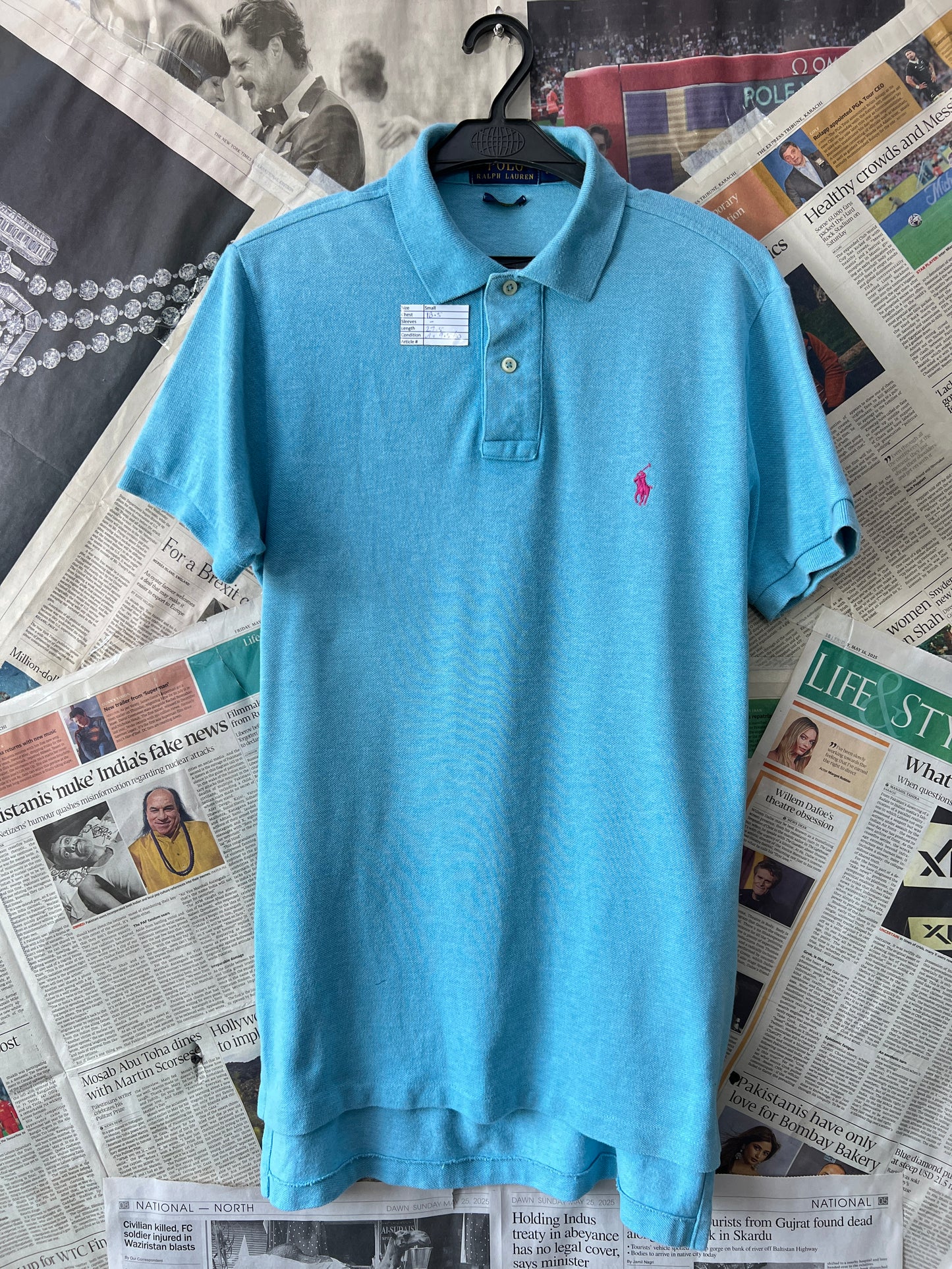 Ralph Lauren® Small | Chest 18.5 | Cyan | Polo | Cotton