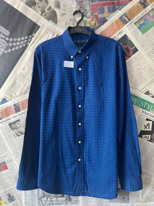 Ralph Lauren® Large | Chest 23.5 | Blue Check | Shirt | Cotton | 575