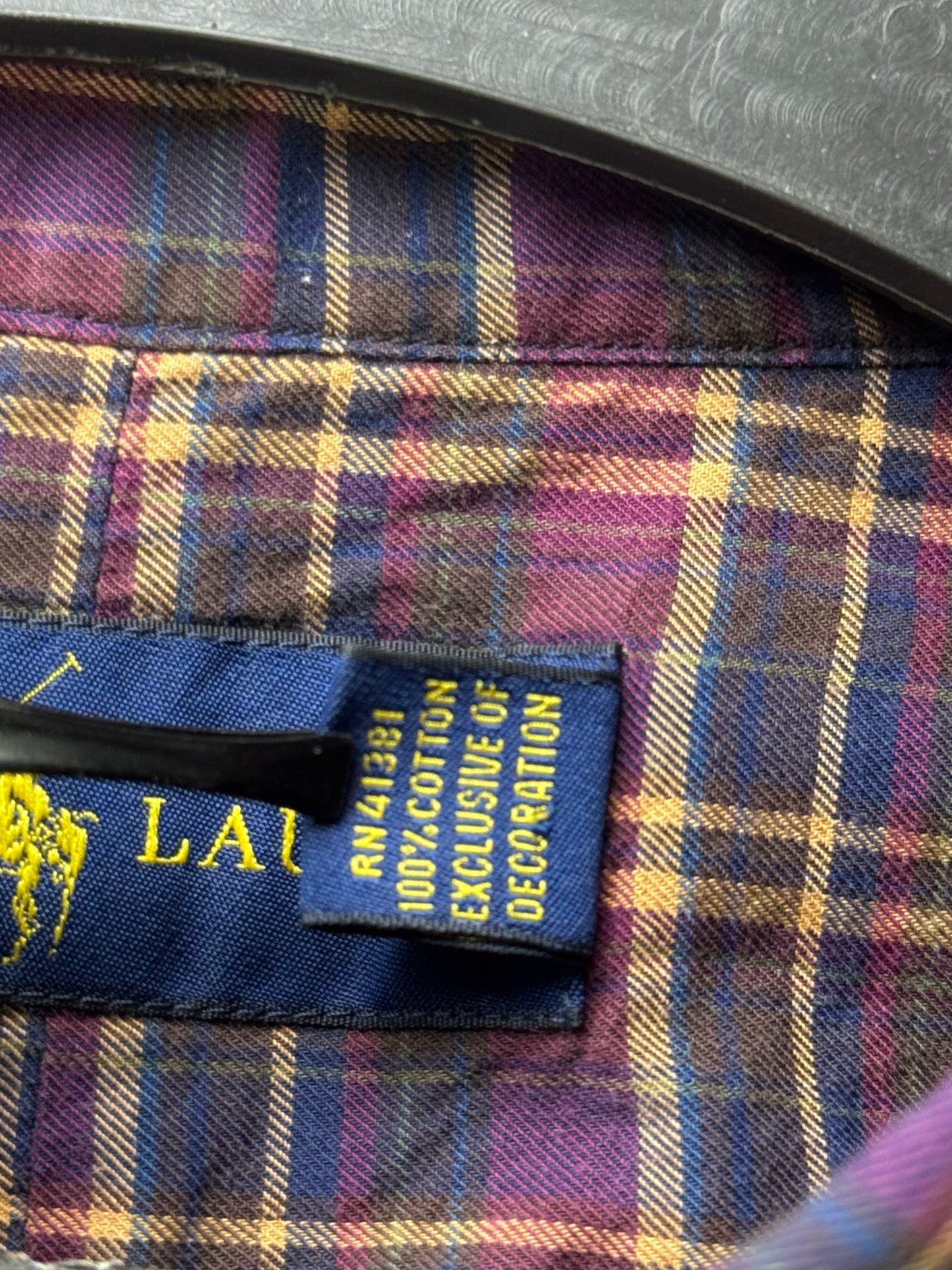 Ralph Lauren® Large | Chest 23.5 | Burgundy Plaid Check | Shirt | Cotton | 3681