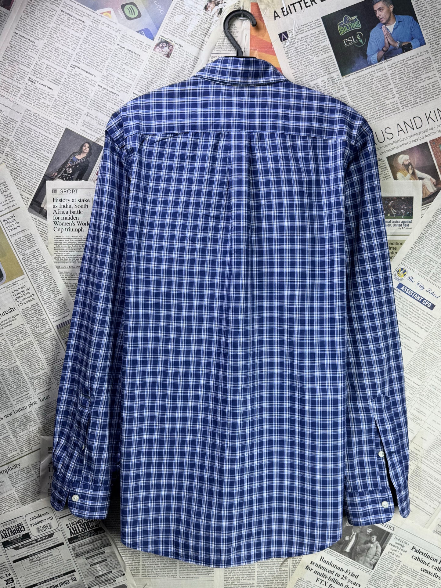 Ralph Lauren® Large | Chest 23 | Blue & White Plaid Check | Shirt | Cotton | 3494