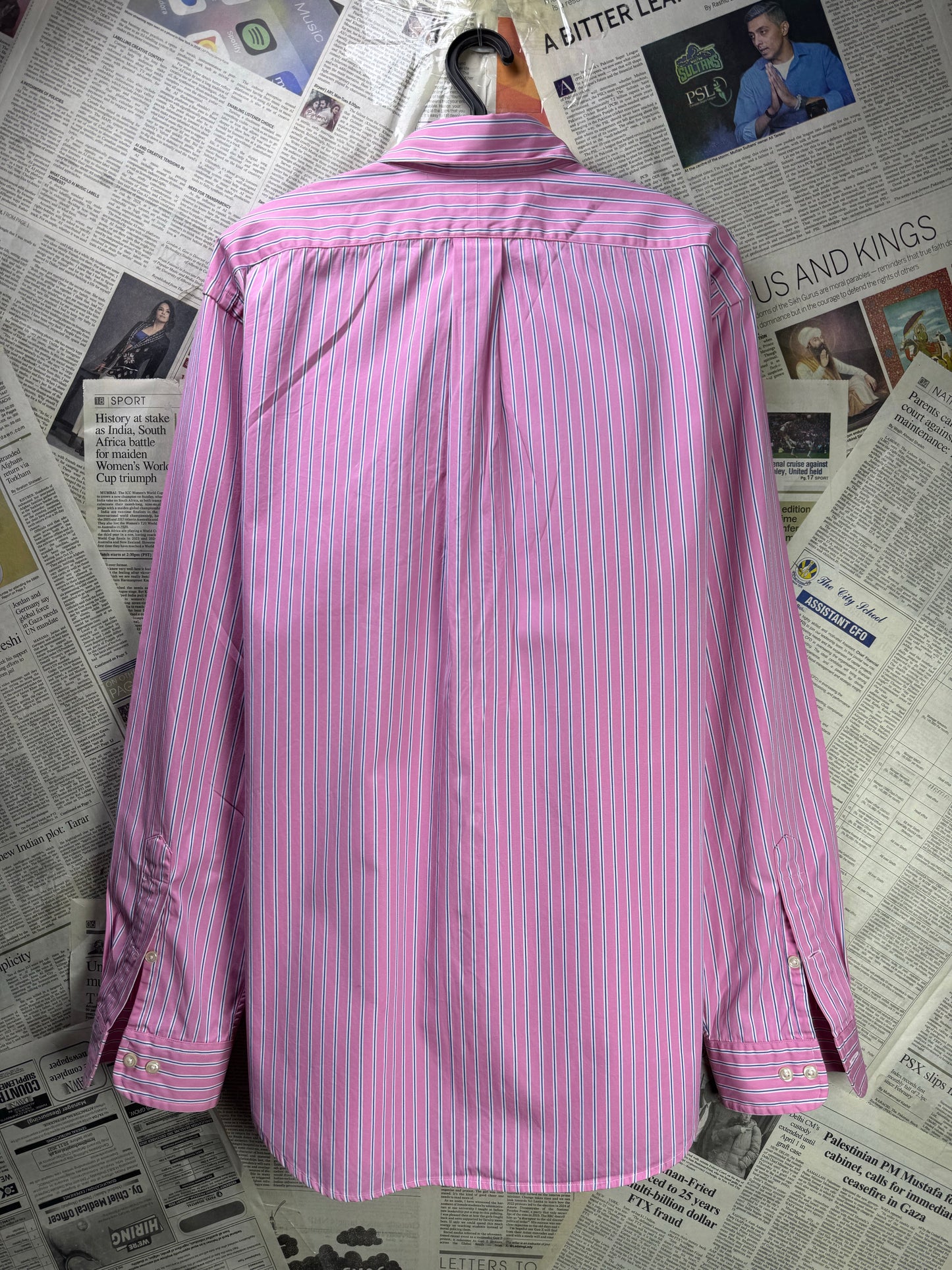 Ralph Lauren® XL | Chest 25" | Pink Stripe | Shirt | Cotton | 3493