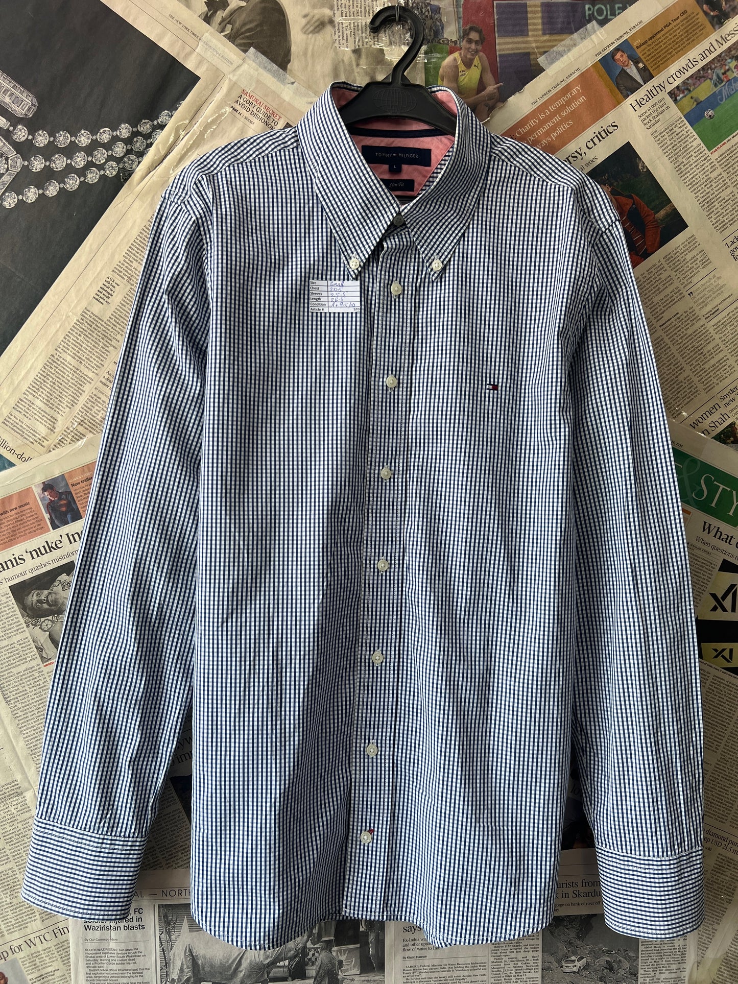 Tommy HilfigerĀ® Small | Chest 20.5 | Blue Check | Shirt | Cotton | 599