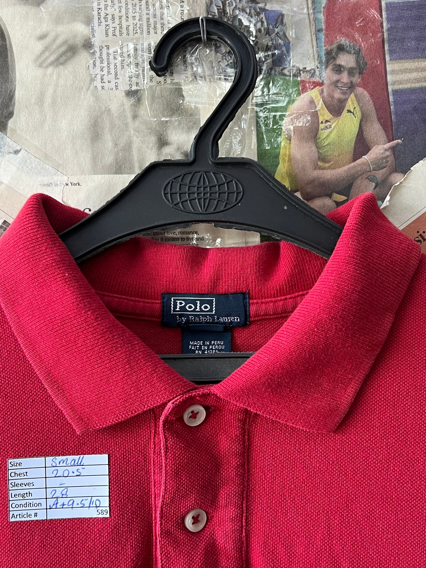 Ralph Lauren® Small | Chest 20" | Georgia Red| Polo | Cotton | 589