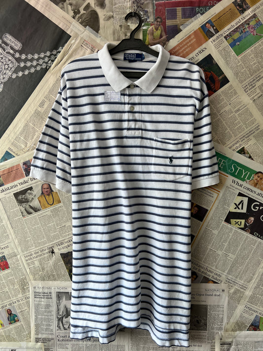 Ralph Lauren® XL | Chest 25 | White Striped | Polo | Cotton | 552
