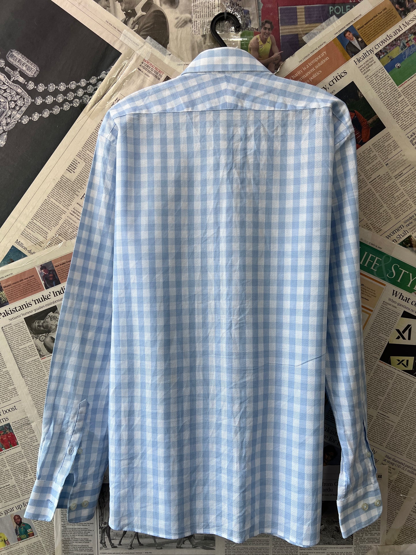 TM LEWIN® Large | Chest 23.5 | Blue Check | Shirt | Cotton | 531
