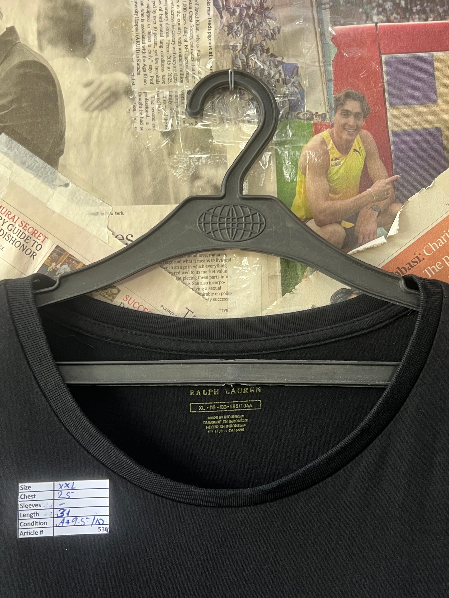 Ralph Lauren® XL | Chest 25 | Black | T-Shirt | Cotton | 536