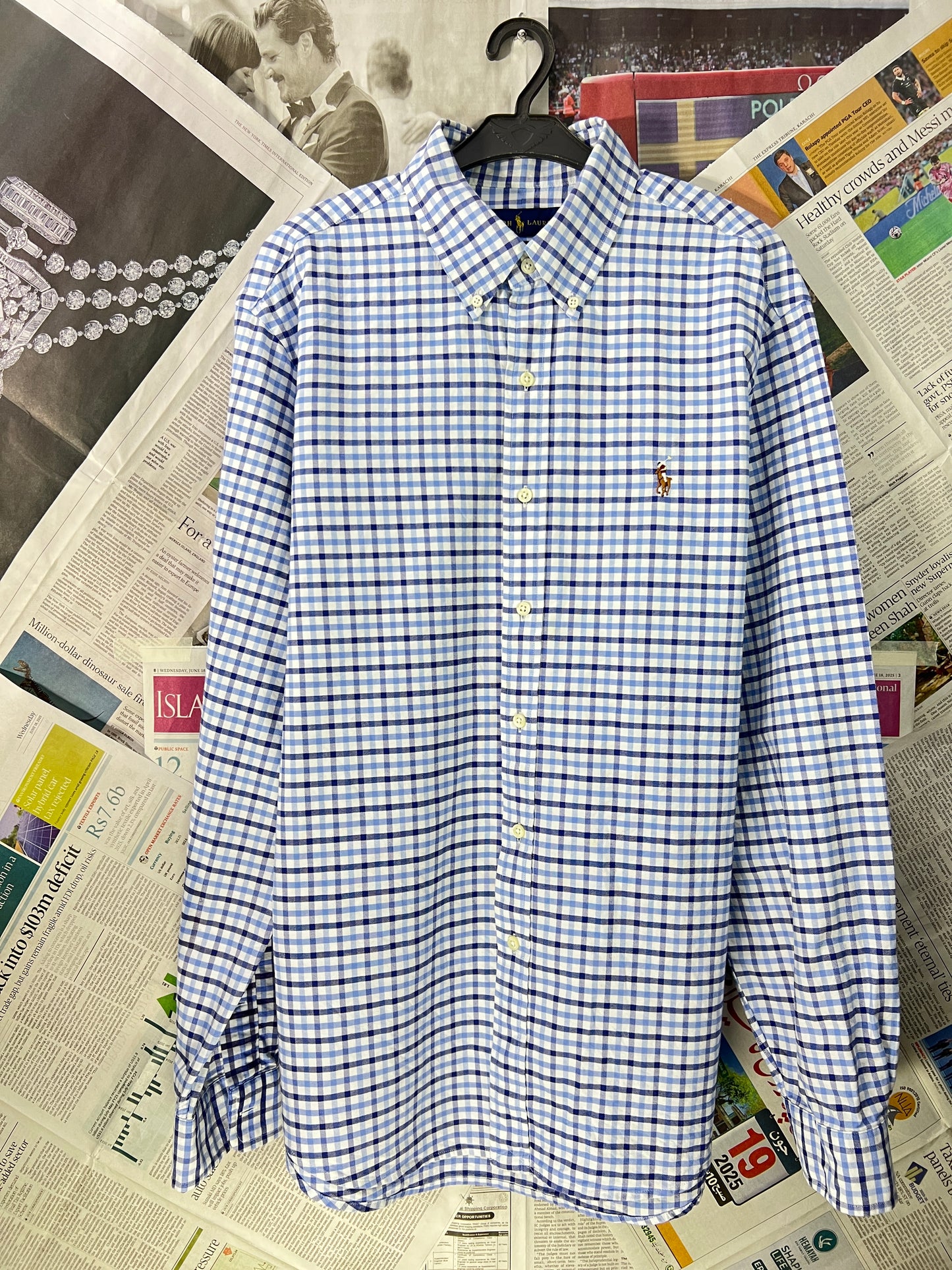 Ralph Lauren® Blue & White Check Oxford – (Chest: 24.5)