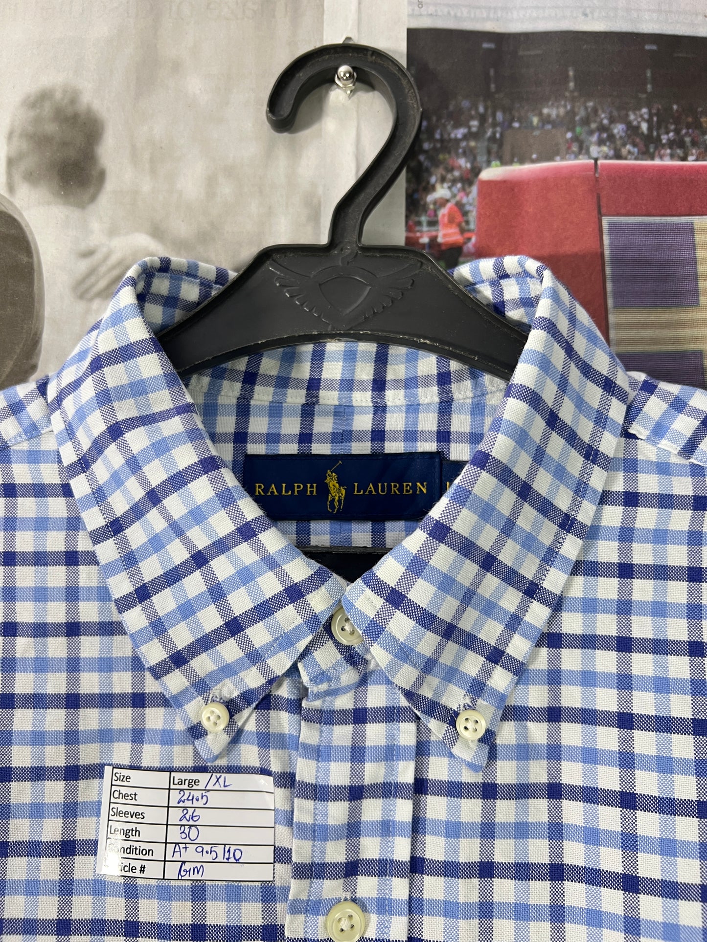 Ralph Lauren® Blue & White Check Oxford – (Chest: 24.5)