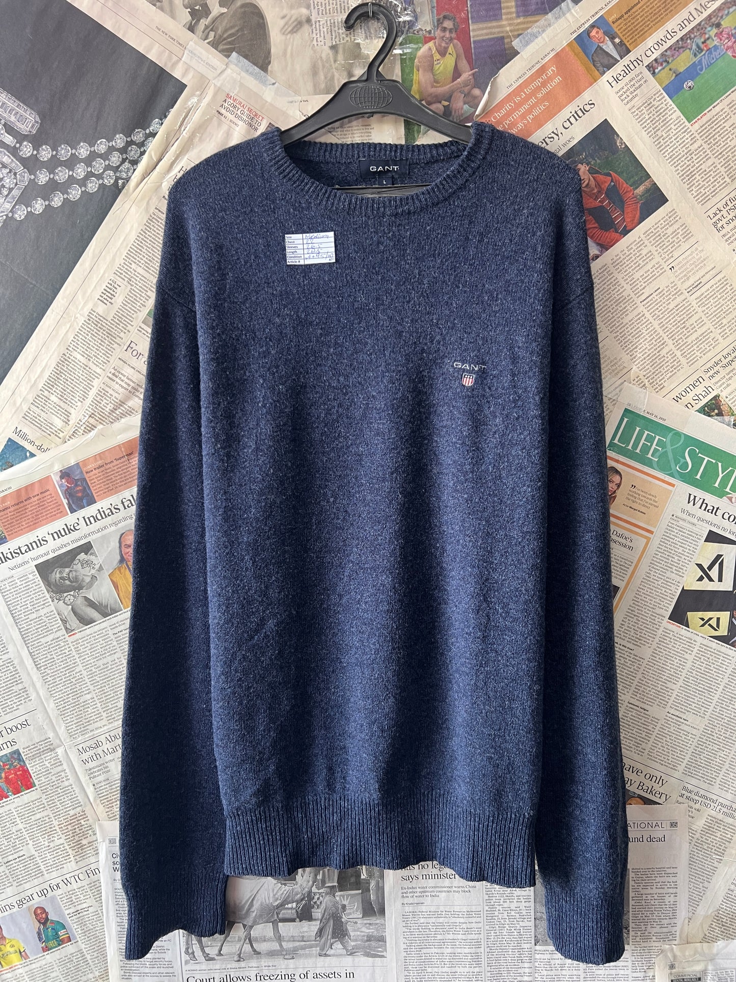 GANT® Medium | Chest 22 | Blue | Sweater | 100% Wool | 477