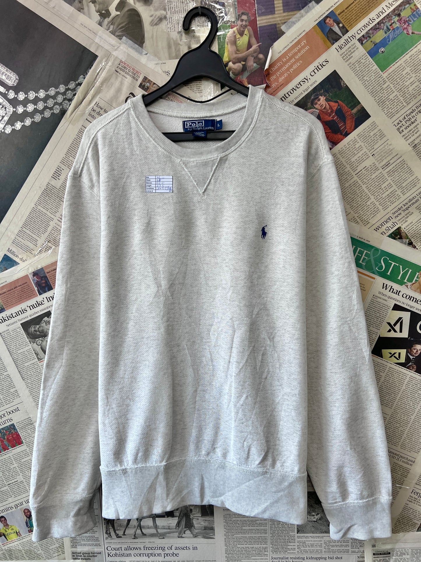 Ralph Lauren® XL | Chest 26 | Cosmic Latte | Sweat Shirt | Cotton-Acrylic Blend | 523