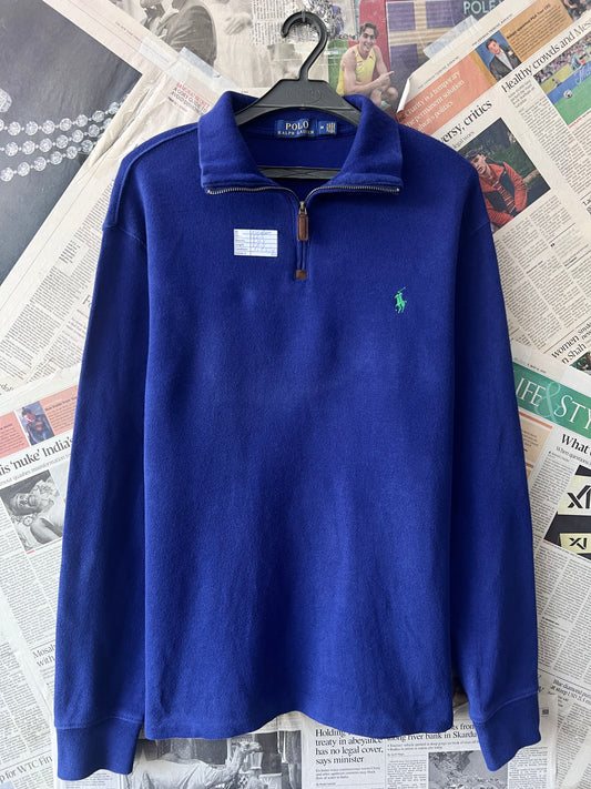 Ralph Lauren® Medium | Chest 22.5 | Royal Blue | Quarter Zip Sweater | Cotton | 518