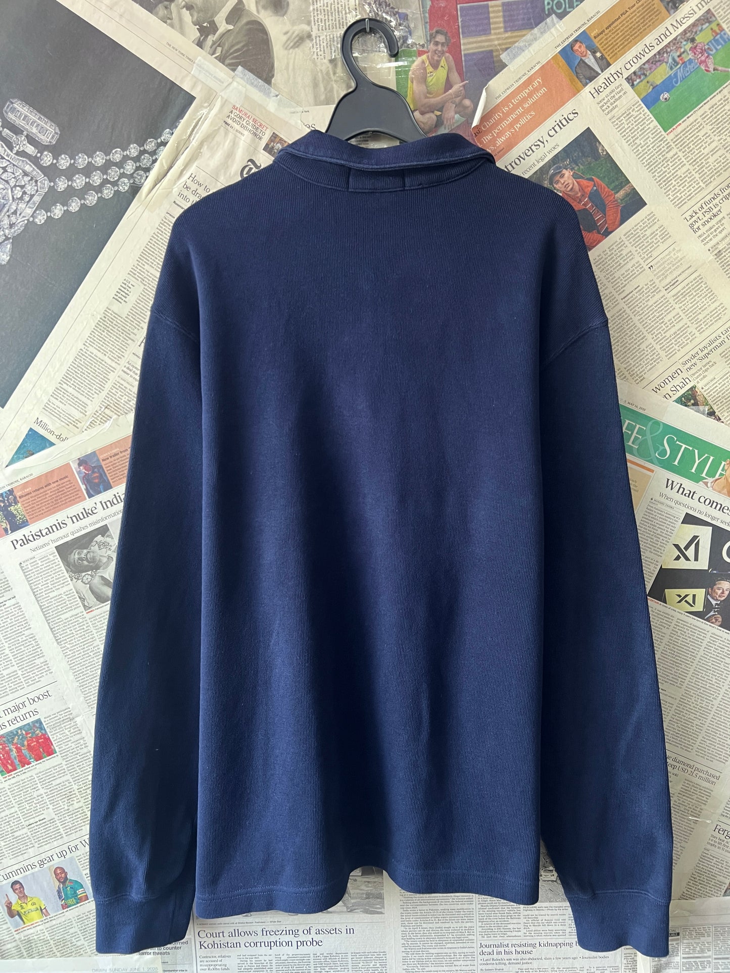 Ralph Lauren® XXL | Chest 26.5 | Blue | Quarter Zip Sweater | Cotton | 515